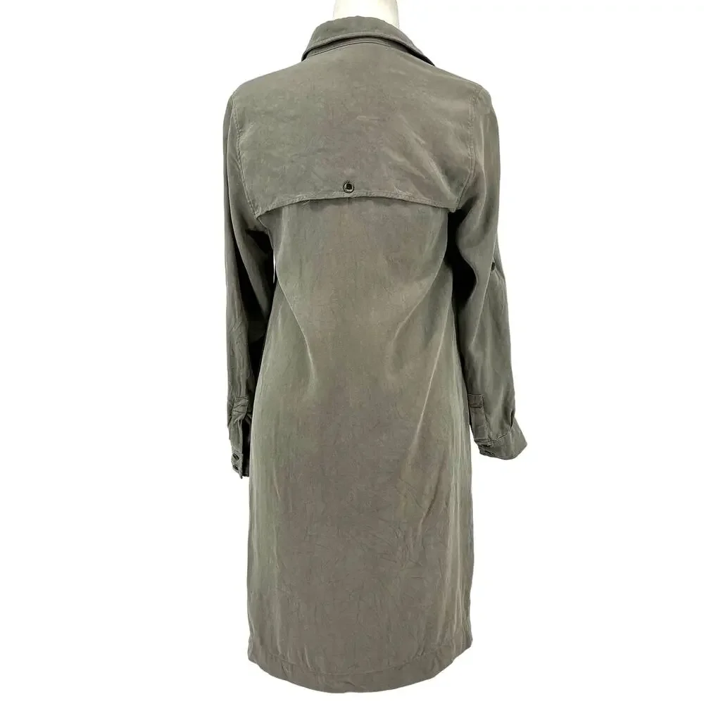 Anthropologie: Odile silk green button‎ front dress (S) - Picture 5 of 10